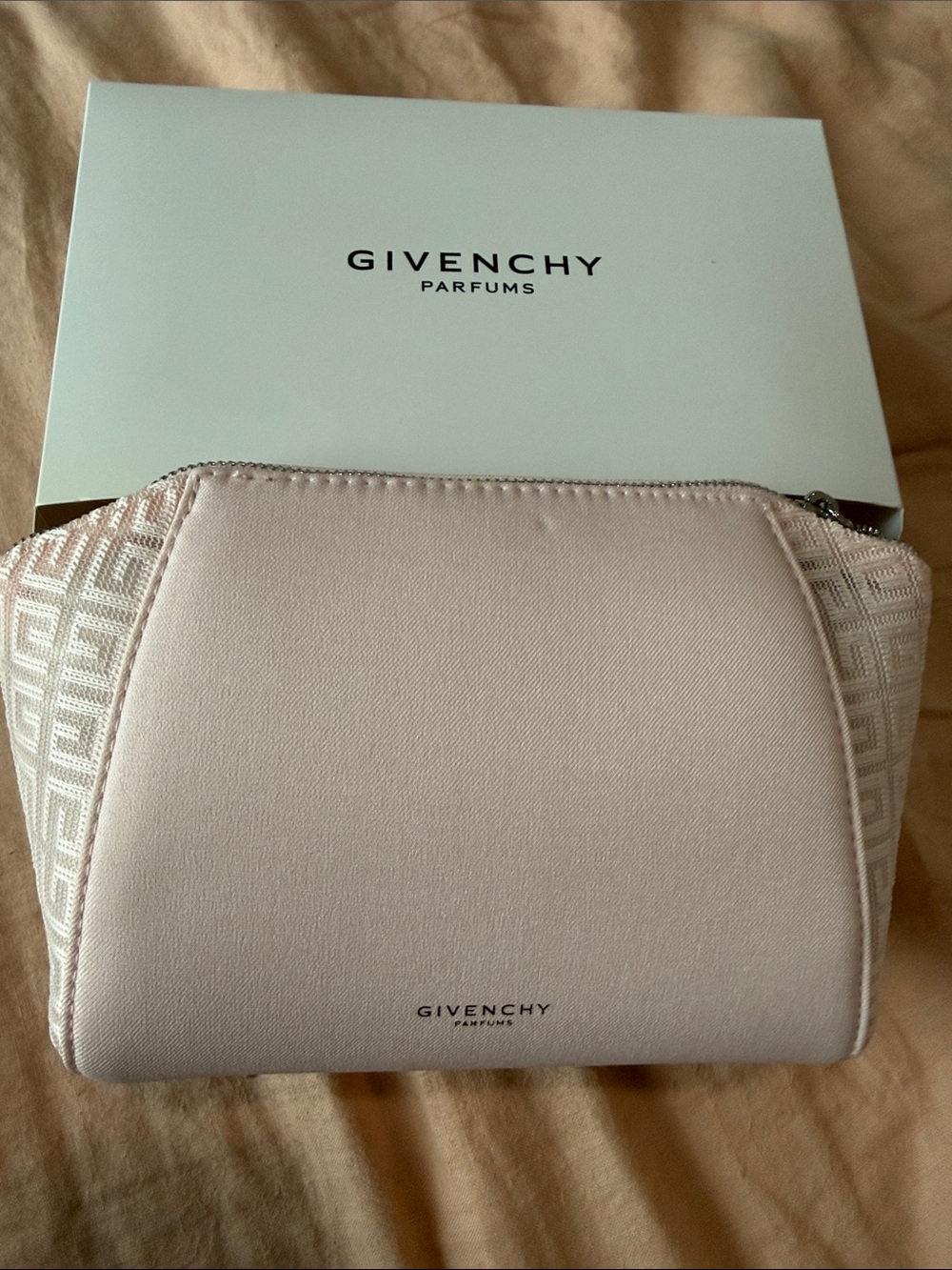 Givenchy Pale Pink Cosmetic Pouch with Signature Monogram Panels